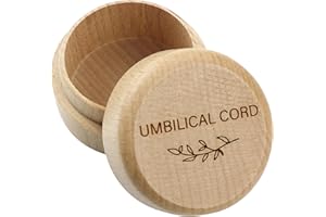 Thootyriaf Modern Wooden Baby Umbilical Cord Memorial Box (Umbilical Cord Box) - Newborn, Christening - 2" x 2" x 1.4" - Stackable, Rust-Proof, Non-Toxic