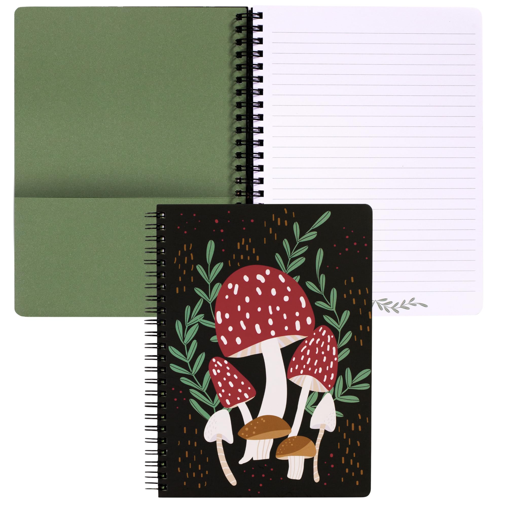 Steel Mill & Co Cute Mini Spiral Notebook, 8.25" x 6.25" Journal with Durable Hardcover and 160 Lined Pages, Mushroom — image 1