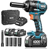 Seesii Impact Wrench 886 Ft-lbs(1200N.m), 1/2 High Torque Impact Gun with 21V 2x4.0Ah Battery, Electric Impact Driver, 2900IPM, 5 Socket, Cordless Impact Wrench for Home Car/Mower/Pickup/Truck RV