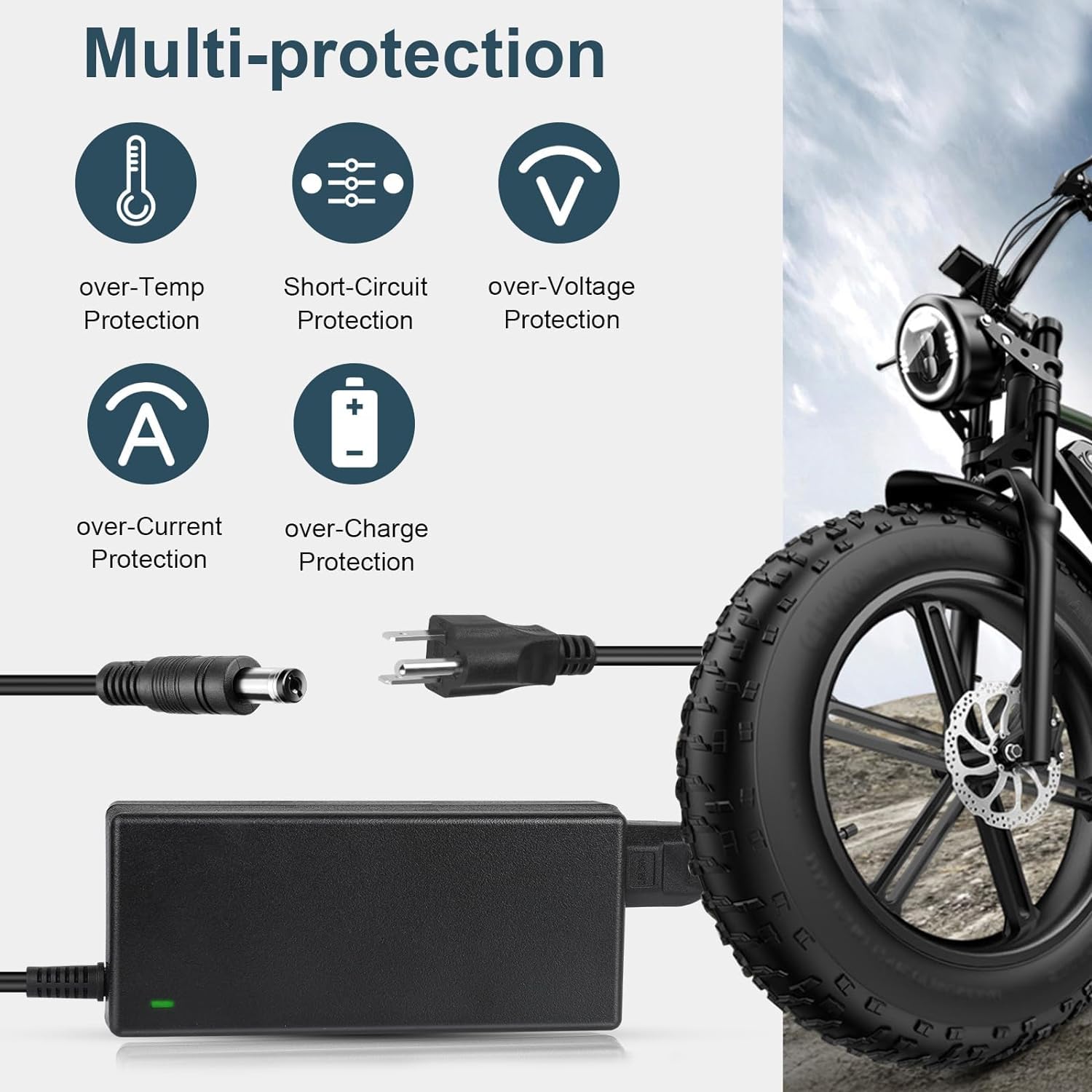 42V 2A Charger with 7 Plugs Connections, for Razor/Jetson/Voyage, gotrax, ninebot Charger for 36V 10S Li-ion Battery