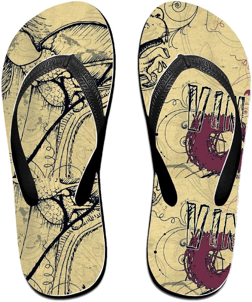 Amazon.com | Vintage Beautiful Design Unisex's Flip Flops Black L | Flip-Flops