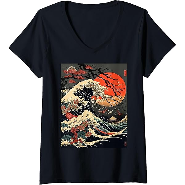 洋書 Great T-Shirt Graphics Amazon.com: vintage Kanagawa Japanese The great wave Cherry