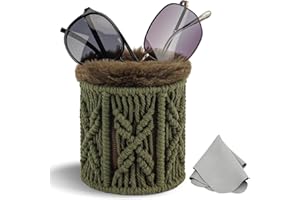 RayLove Glasses Holder for Nightstand, Boho Decor Eyeglass Case, Plush Lined Glasses Holder Stand for Office Desk Organizer