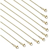 UMAOKANG Gold Plated Snake Chains for Jewelry Making, 10 Pack Stainless Steel Thin Chain Women Necklace DIY Supplies (20 Inch)