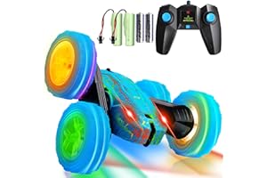 FAFUGANIA Remote Control Car, 360° Rotating RC cars with Wheel Light and Body crack light, Fast and Flips 4WD Double-Sided RC Stunt Cars For 6-12 years old Kids Xmas Toy Cars Gift for Boys Girls(Blue)