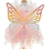 BAMY Butterfly Wings Dog Dress Summer Pet Wedding Skirt Lace Princess Tutu Cute Party Cat Outfit for Small Medium Dogs (Pink, M (Chest 17.7inch/ 45cm))