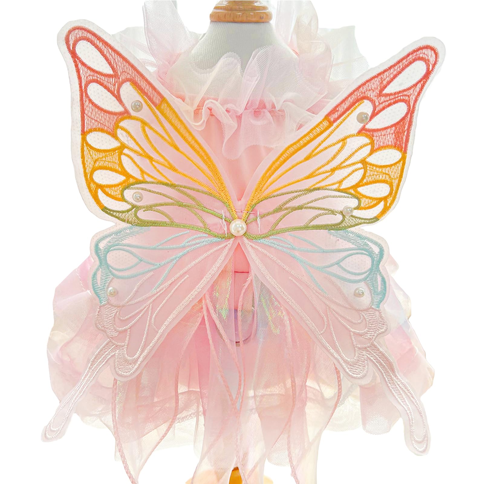 Photo 1 of BAMY Butterfly Wings Dog Dress Summer Pet Wedding Skirt Lace Princess Tutu Cute Party Cat Outfit for Small Medium Dogs (Pink, XXL (Chest 27.5inch/ 70cm))