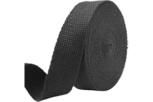 AEVORA 1 inch Cotton Webbing Braid Handles Bag Strap 15ft High Density Webbing Plain Weave Straps for Cloth Tote Bag, Pet Collars, DIY Projects, Crafts, Outdoor Accessories (Black 5103)