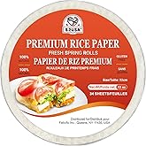 52USA Rice Paper, 1 Pack, Fresh Spring Rolls & Dumplings, 34 Sheets, Gluten-Free, Vegan, Low Carb, Vietnamese Wraps (Round, 2
