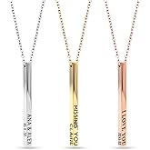MignonandMignon Personalized Coordinates Necklaces for Women Gift for Her Custom Engraved Bar Jewelry with Kids Names for Mom Graduation Gifts - 4SBN