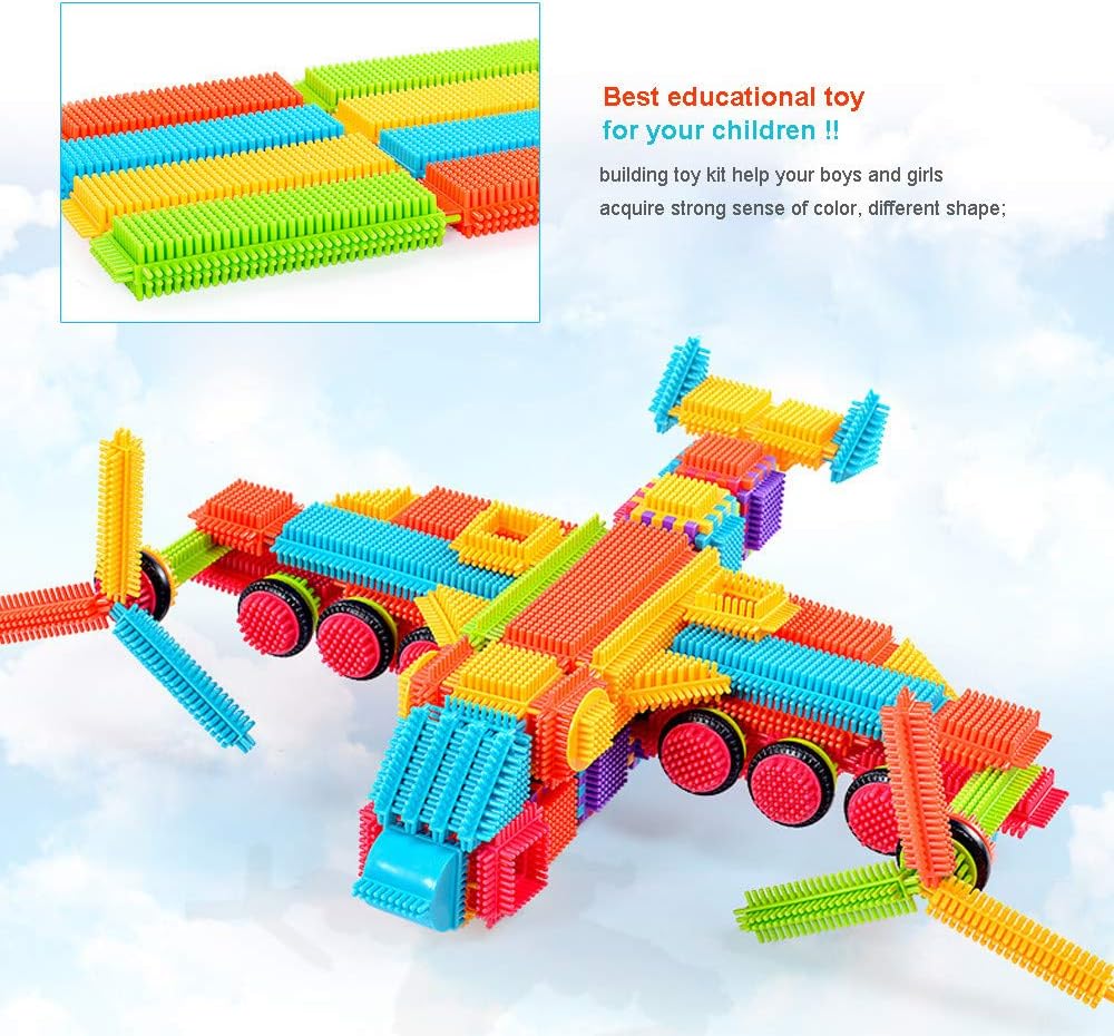 bright construction toy with bristles