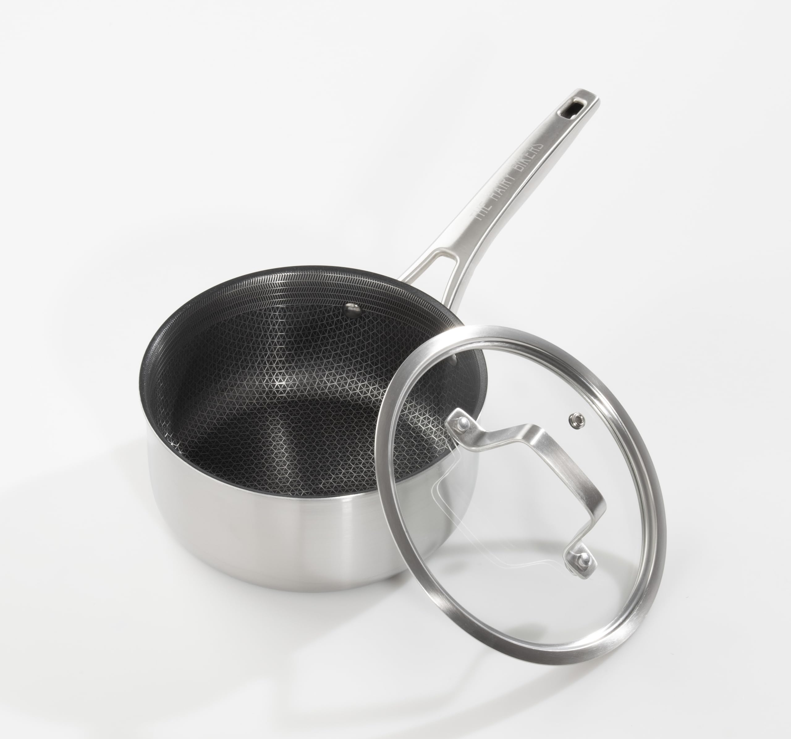 Hairy Bikers Hex Guard, 18CM Saucepan, Stainless Steel, Non-Stick, Oven Safe, Metal Tool Safe, Dishwasher Safe, PFOA Free, Suitable for All Hobs