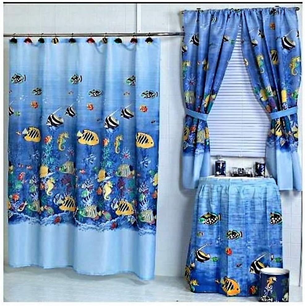 Home Fashions Tropical Fish Shower and Window Curtain Set