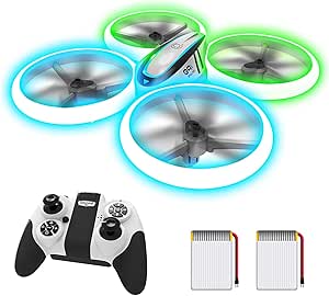HASAKEE Q9s Drones for Kids,RC Drone with Altitude Hold and Headless Mode,Quadcopter with Blue&amp;Green Light,Propeller Full Protect,2 Batteries and Remote Control,Easy to fly Kids Gifts Toys for Boys and Girls