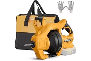 K KORKUAN Cordless Drain Auger Compatible with Dewalt 20V Battery, Auto-Feed Plumbing Drain Snake with 23.62FT Replaceable Cable, Drain Clog Cleaner Tool for Sink, Toilet, Bathtub, Sewer (Battery Not Included)
