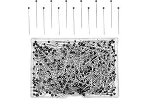 QHAJRYYC 500 PCS Sewing Pins, Ball Glass Head Pins, 1.5 inch Straight Pins, Ball Head Quilting Pins, Straight Pin for Fabric, Quilting Pins for Fabric, Quilting Pins for Dressmaker (Black)