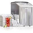 KOVIET Nugget Ice Makers Countertop, Soft Pebble Ice Machine, Chewable Crushed Pellet Ice 42lbs/Day, Self-Cleaning Drainpipe Ice Maker for Party, Home, Kitchen, Bar, Office, Silver Gray