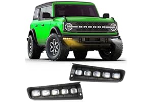 NeaLia Ford Bronco Fog Lights for Modular Bumper, 30 LED Fog Lamps Compatible with 2021 2022 2023 2024 2/4-Door, Ford Bronco Light Kit with Amber Turn Signal White DRL (Not Sport), IP65 Waterproof