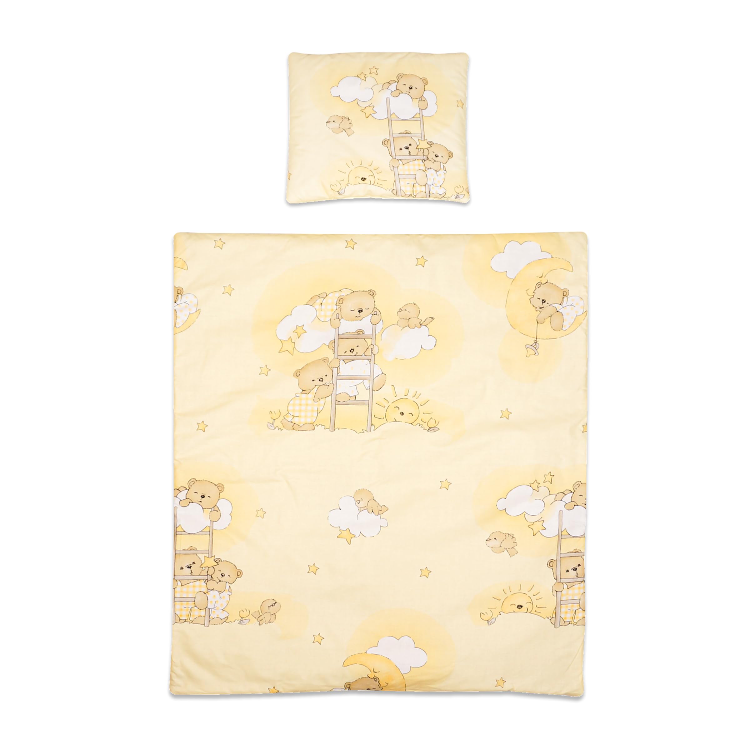 Baby Comfort 2 Piece Baby Kids Bedding Set 80x70 cm Duvet Cover & Pillowcase 12M+ (Ladders Yellow) — image 1