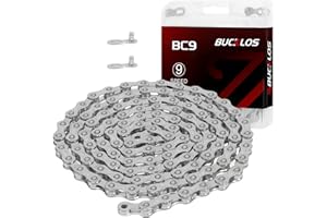 BUCKLOS 6/7/8/9/10/11/12 Speed Bike Chain,Bicycle Chain for Road Bike/E-Bike/Mountain Bike/MTB/Shimano SRAM,Half/Full Hollow Bike Chain Silver/Gold 1/2 x 11/128 Inch 116 Links with Quick Link