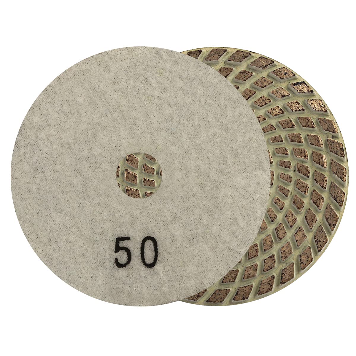 4inch Metal Diamond Polishing Pads - Dry or Wet Grinder Tile Stone Marble Concrete Ceramics Glass 1Pcs 50 Grit
