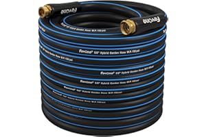 Fevone 100ft Heavy Duty Garden Hose – 5/8" ID, 600 PSI, Hybrid Polymer Water Hose, Kink-Resistant, Flexible, Durable, 3/4" GHT Solid Brass Fittings