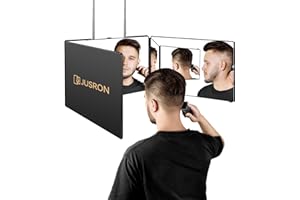 JUSRON 3 Way Mirror for Self Hair Cutting with Lights, Rechargeable LED Makeup Mirror, Light Up Mirror can be Used for Hair C