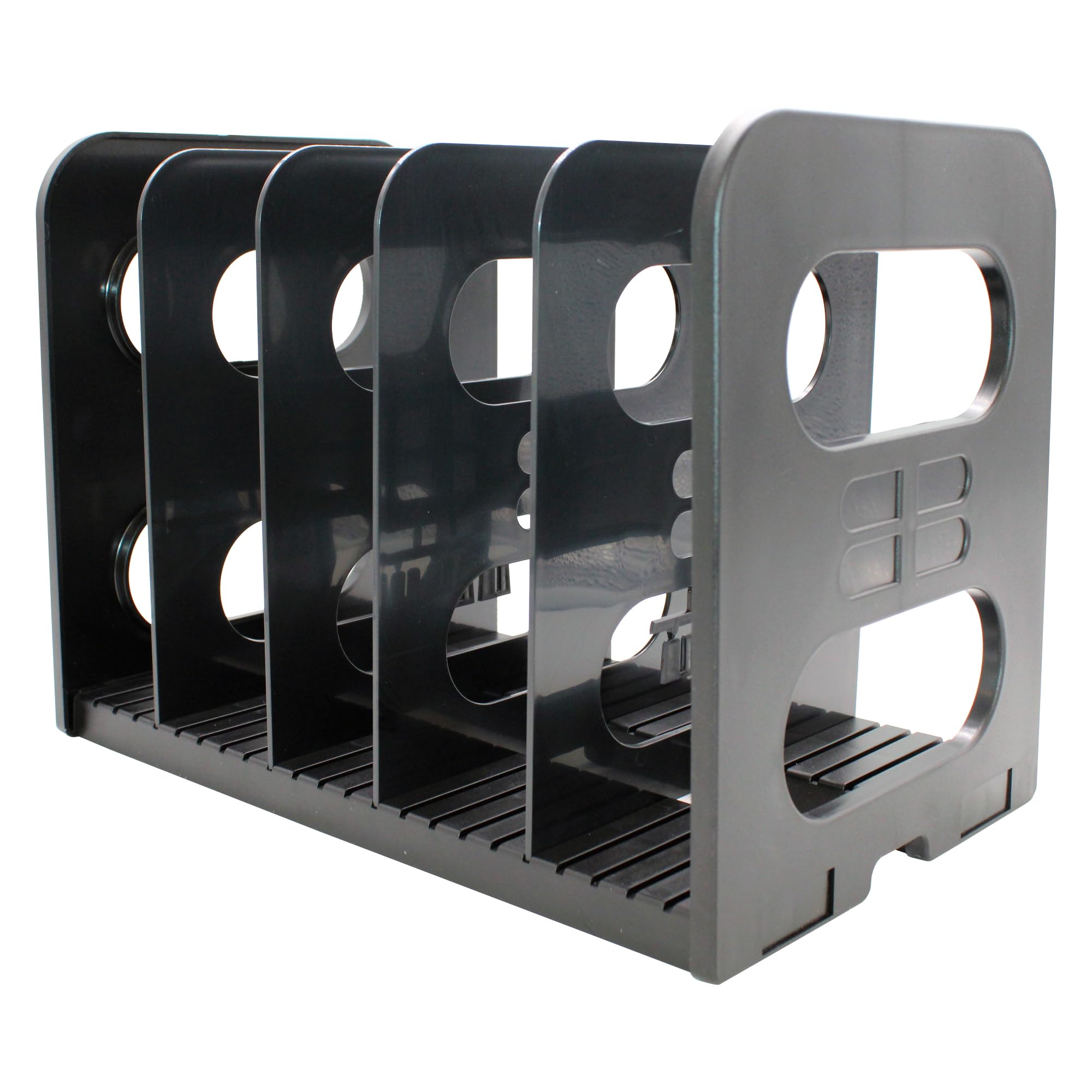 Adventa Desk File Organiser, Sturdy Plastic Desktop 5 Section Magazine File Holder, Folder Organiser, A4 File Holder and Book Storage for Desk at School, Home and Office (Black)