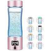 Hydrogen Water Bottle Generator, 340ml Portable Hydrogen Water Maker with SPE/PEM Technology, 5000ppb Rechargeable Ionizer Machine for Health & Wellness, BPA-Free Glass
