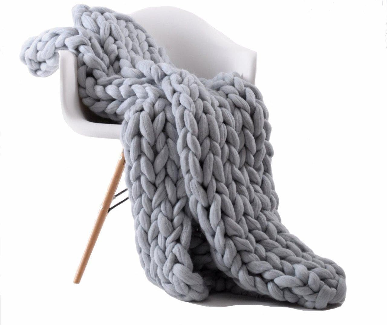 BALALALA Hand Chunky Knit Blanket,super Thick Merino wool Soft Fluffy Thick Hand Bulky Yarn Wool Throw
