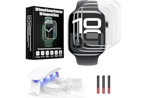 UV Tempered Glass Screen Protector for Apple Watch Series 11/10 46mm,Tempered Glass Curved Full Coverage Watch Screen Protect
