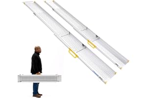 Ruedamann 6FT Adjustable Wheelchair Ramp, 9" Wider Portable Ramp for Wheelchair, 600 lbs Per Pair Capacity, Telescopic Aluminum Wheelchair Ramp for Home, Doorways, Curbs, Scooters, 2Pcs
