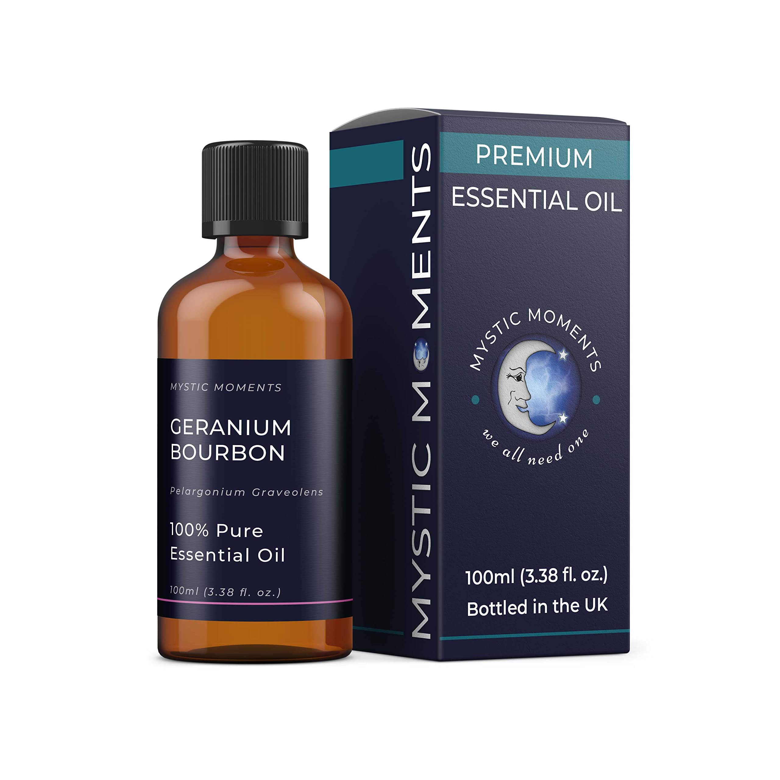 Mystic Moments | Geranium Bourbon Essential Oil 100ml | Pelargonium Graveolens | Floral, Rosy & Fresh Aroma for Diffusers, Perfumery & Craft Blends