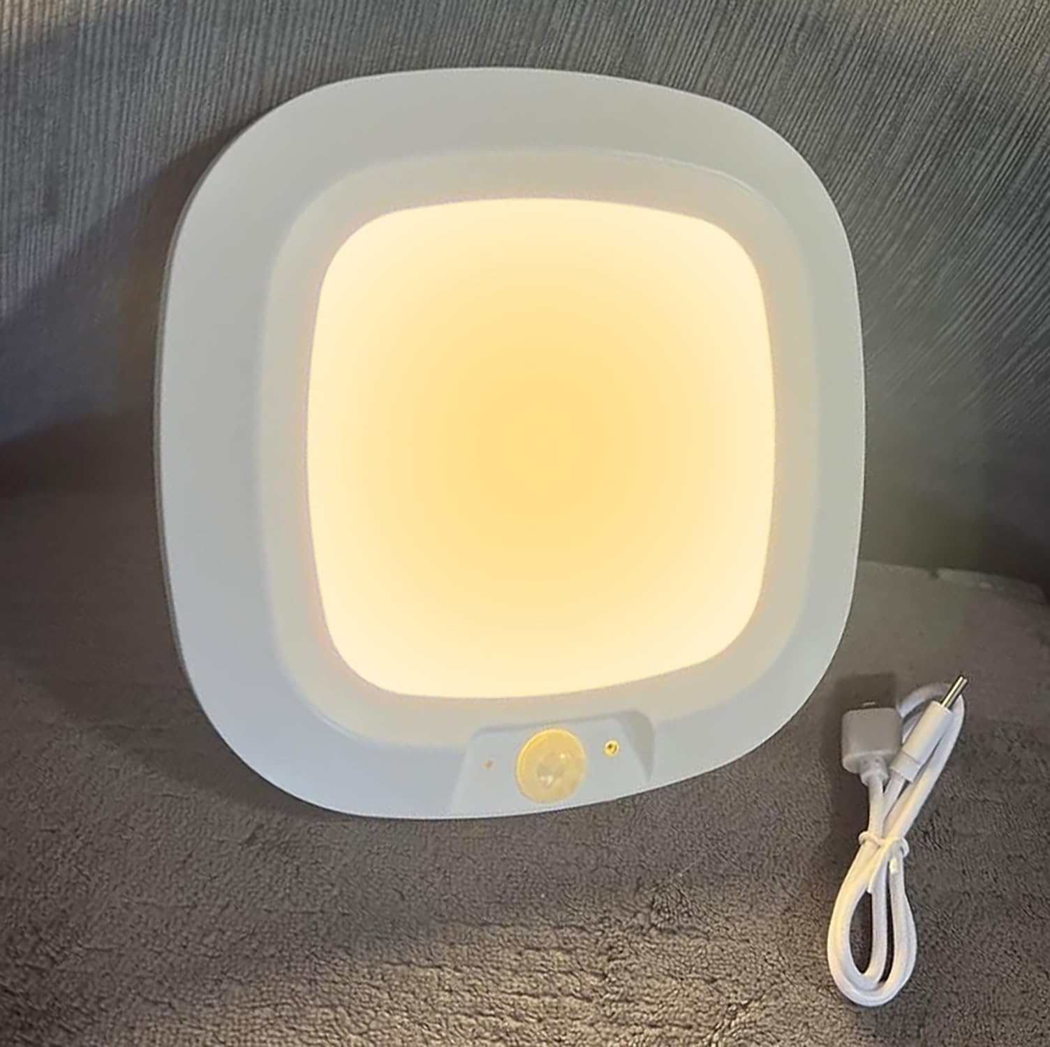 APCENS 5.9-Inch Square Motion Sensor LED Ceiling Light, 3000mAh Rechargeable, 3000K Warm Light - Portable Under Cabinet Lighting for Hallways, Closets and Storage Rooms