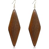 Zszkoz Wooden Earrings Bohemian Wood Earrings Lightweight Handmade African Natural Wood Dangle Earrings for Women Girls