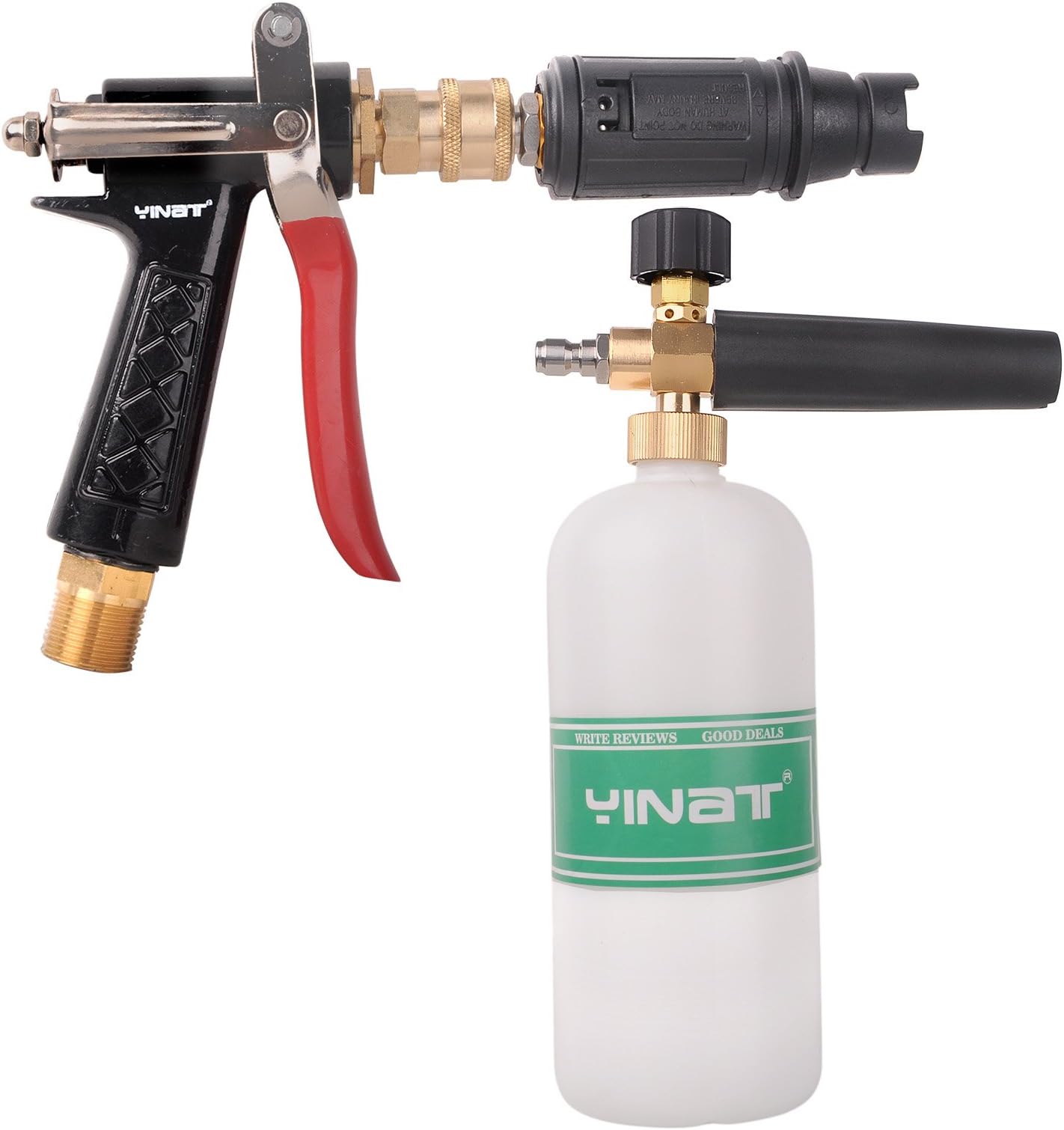 Yinat Adjustable Snow Foam Lance & Pressure Washer Jet Wash Gun With M22 Thread and Soap 1L Bottle Inlet