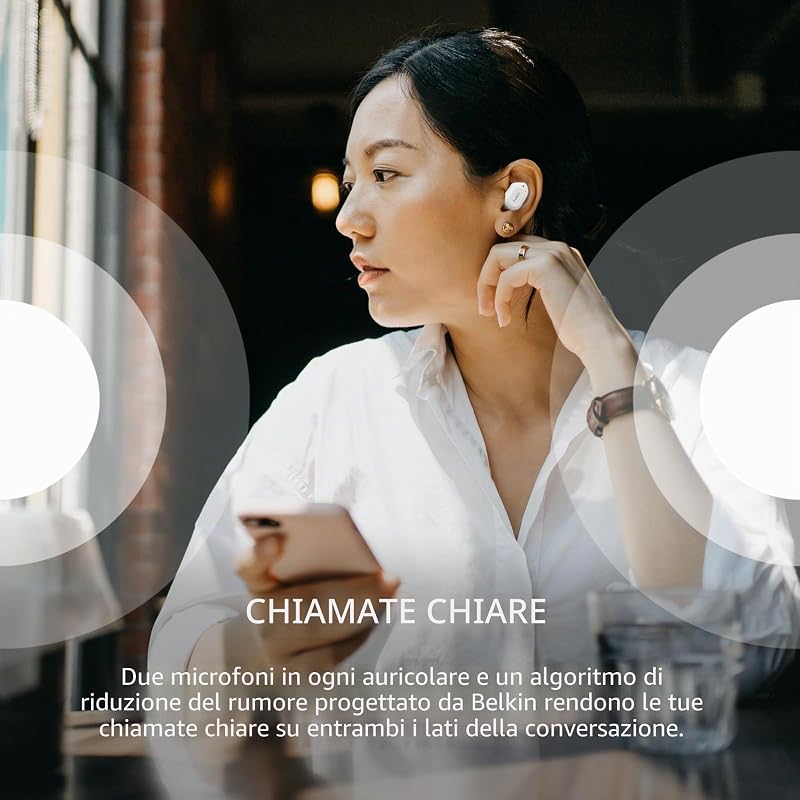 SOUNDFORM Play Auricolari wireless, Bluetooth 3 preselezioni dell’equalizzatore, Resistenti a sudore e schizzi IPX5, 38 ore riproduzione per iPhone, Galaxy, Pixel, Bianco,19-43",120°,AUC005btWH