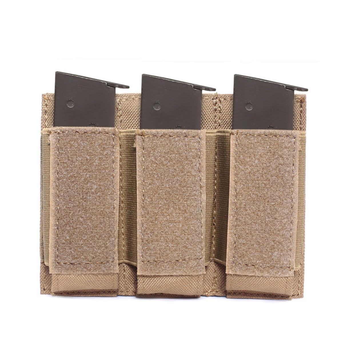 HOUSON Tactical Triple Pistol Mag Pouch - MOLLE Mag Pouch for 1911, Glock 9mm Magazines - Khaki