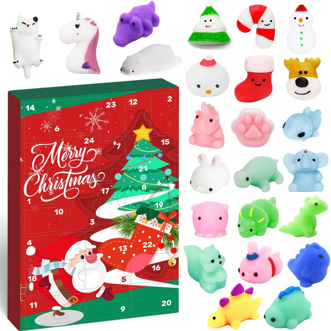 24Pcs Christmas 2020 Kids For Calendar Advent Toys Squishy Mochi 