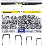 Mardatt 540 Pcs Insulated U Staple Nail Assortment Set with Storage Case, 1", 3/4", 5/8", 1/2" Metal Cable Staple for Fixing 