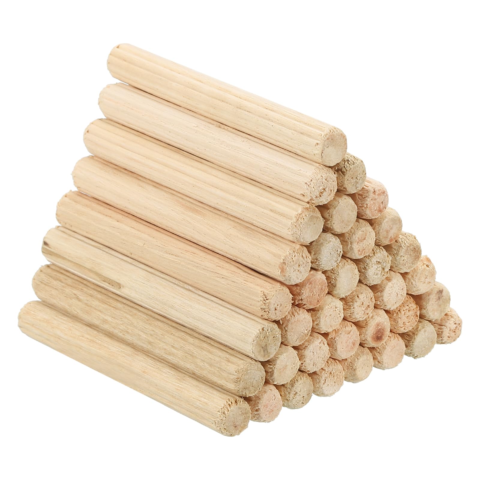 PATIKIL 1/4" x 2"(6 x 50mm) Wood Dowel Pins, 90 Pack Fluted Wooden Dowel Pin Straight Groove Rods for Furniture Door Art Crafts Projects