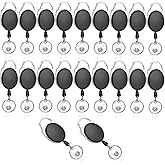 Hsyydzi 20 Pack Badge Reel Retractable ID Badge Holder with Carabiner Heavy Duty Badge Reel Clip and Key Ring for Office Worker