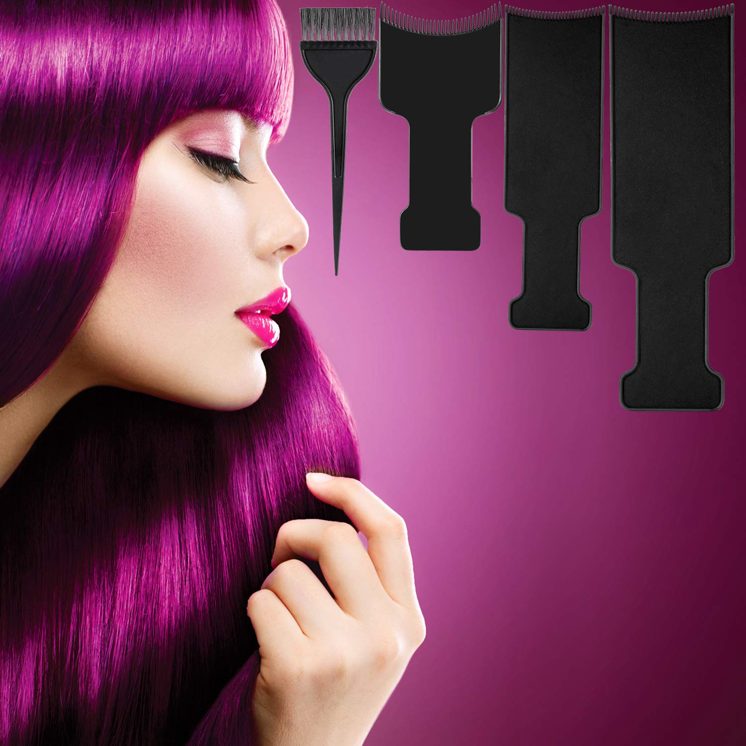 4 Pieces Balayage Highlighting Board and Brush Kit, 3 Pieces Flat Top Comb Board Balayage Paddle and 1 Piece Hair Coloring Brush for Hair Dye and Salon Uses : Beauty