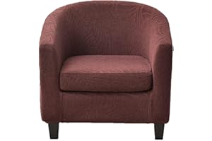 CRFATOP 2 Piece Club Chair Slipcover Stretch Barrel Chair Covers Jacquard Tub Chair Slipcovers Soft Armchair Sofa Cover Removable Couch Furniture Protector Arm Chair Cover for Living Room,D34