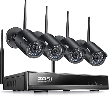 Amazon Zosi 1080p 防犯カメラセット ワイヤレスカメラ8台 8ch H 265 レコーダー 防水仕様 暗視対応 Pc Iphone Ipad Android 遠隔監視 ４台カメラ 録画機 Zosi Dvr ビデオレコーダー