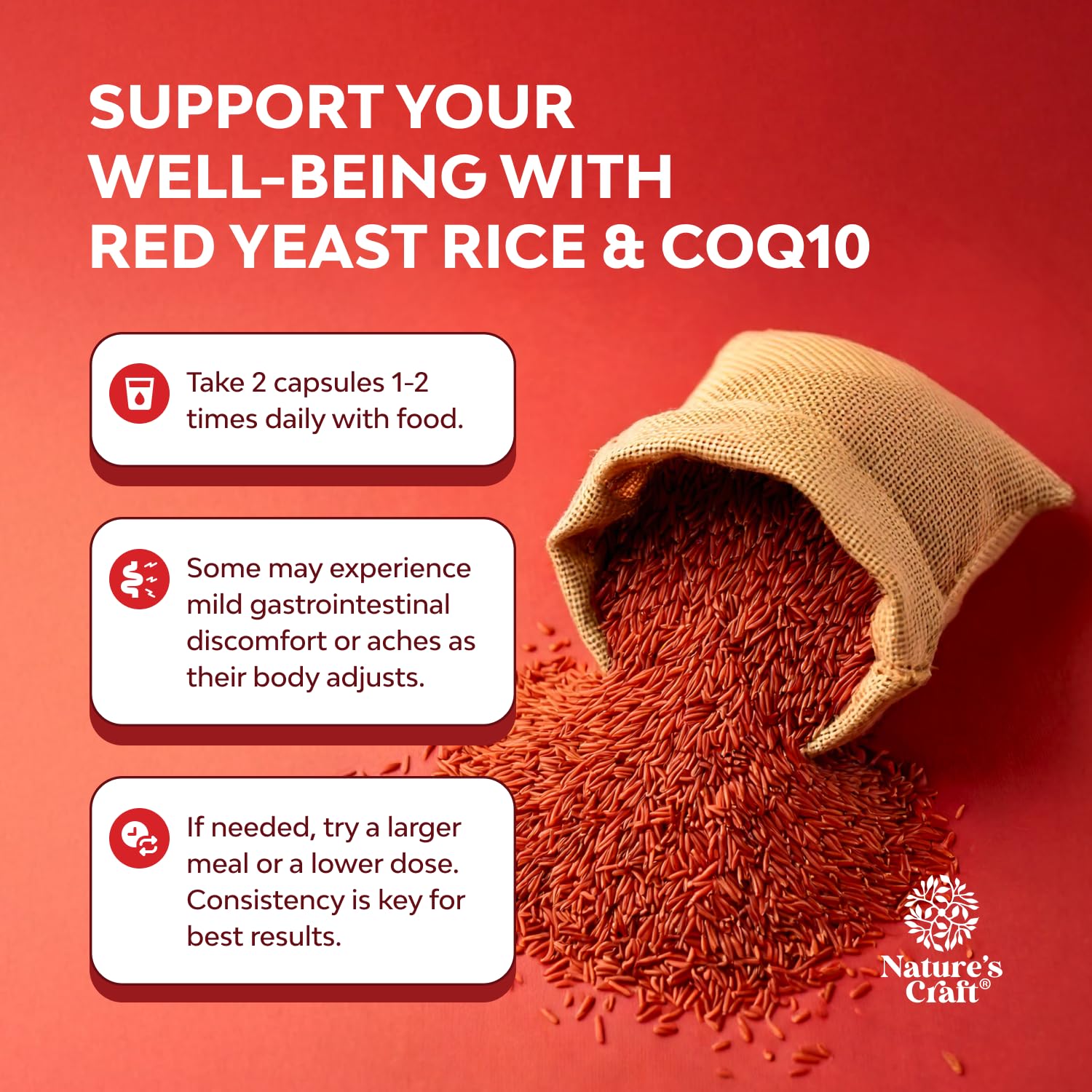 Red Yeast Rice with CoQ10 Supplement - Advanced Healthy Heart & Healthy Cholesterol Levels Formula for Men & Women - Extra Strength Capsule with Red Yeast Rice 1200 mg Capsules with CoQ10-120 Count
