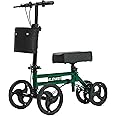 ELENKER Adjustable Steerable Knee Scooter for Foot Injuries Ankles Surgery Medical Knee Walker Crutches Alternative Blackish Green