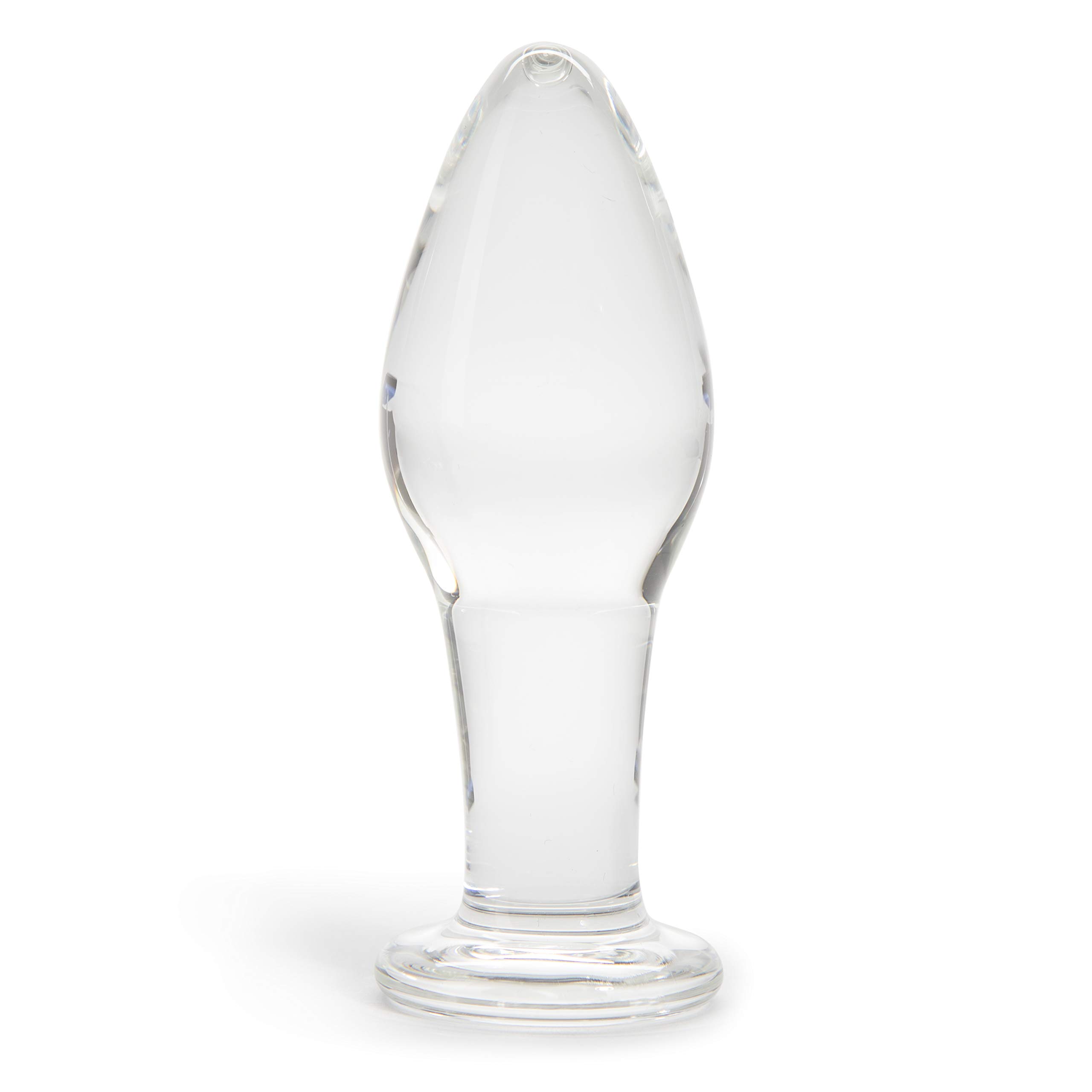 Lovehoney Pure Pleasure Butt Plug - 4 Inch Glass Anal Plug - Tapered Tip with Flared Base - Waterproof - Clear