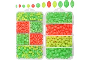 OROOTL Fishing Beads Saltwater Freshwater, 1000pcs Glow Fish Beads Soft Rubber Fishing Line Bead Oval Round Luminous Bait Eggs for Rigs Steelhead Trout Bass Salmon Lure Making