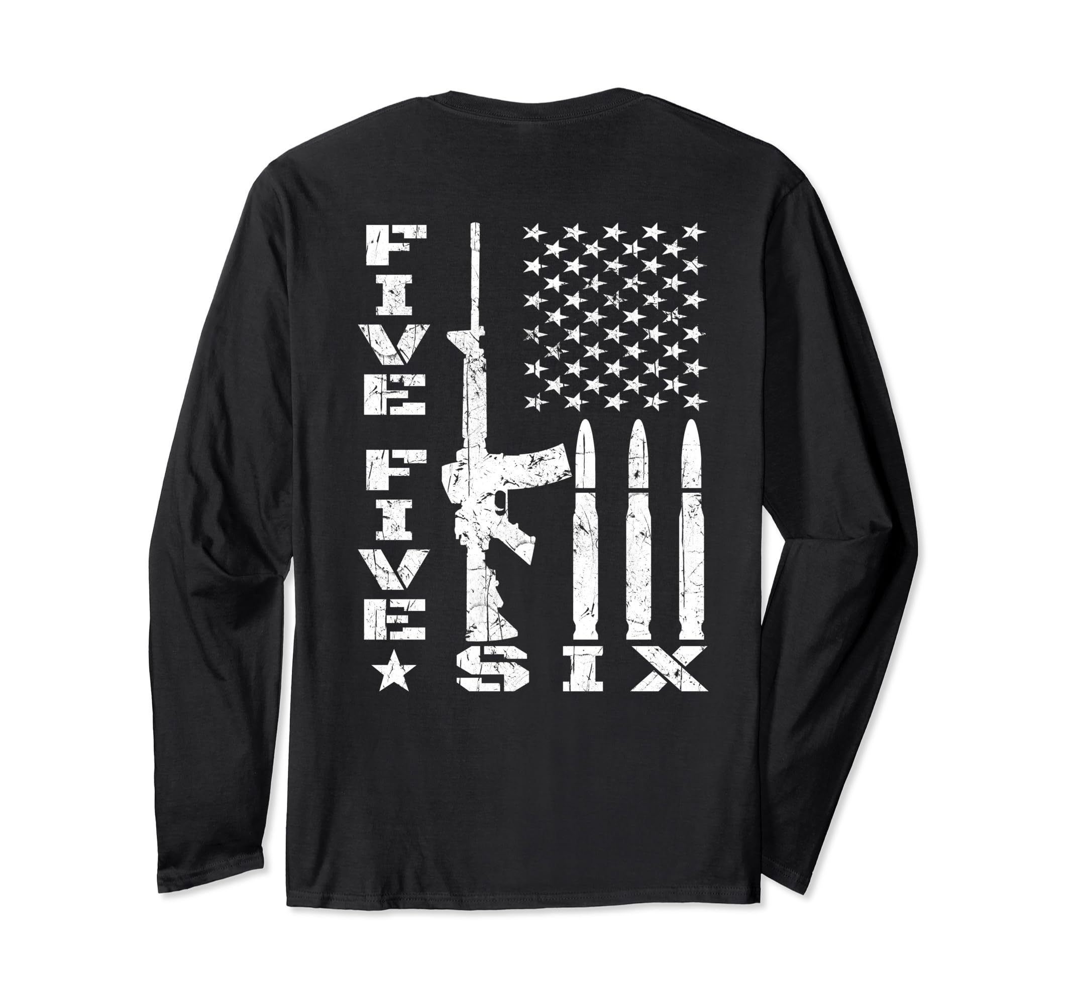 Ar-15 American Flag - Ar15 Rifle Sling Gun Owner BACK Long Sleeve T-Shirt